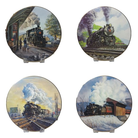 Set of 4 AMERICAN STEAM Collectors Plates United States Rail USA Rail US Rail - Picture 1 of 14
